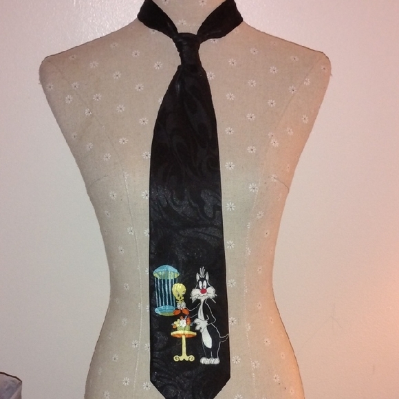 Gold City Other - Black Looney Tunes Tie with Tweety and Sylvester